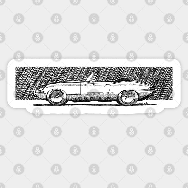 Sketchy drawing of the wonderful british classic roadster Sticker by jaagdesign